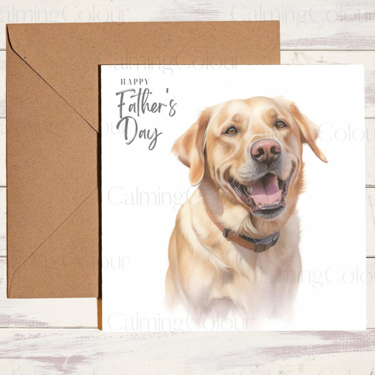 Gold Labrador | Smiling Dog | Father's Day Card | Calming Colour