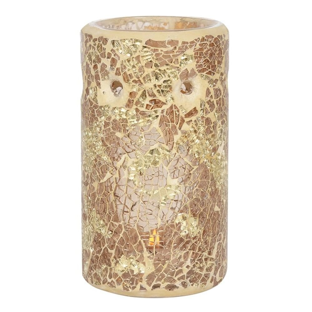 Gold Pillar Crackle Glass Oil Burner | Calming Colour