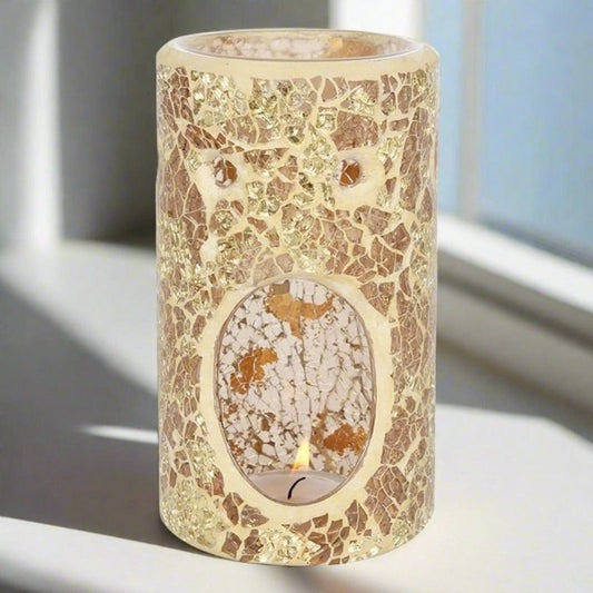 Gold Pillar Crackle Oil Burner | Oil Burner (Tealight)