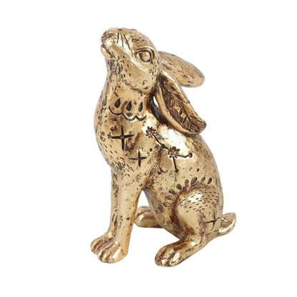 Gold - Tone Hare | Resin Midnight Hare Ornament | Calming Colour