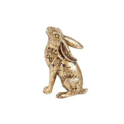 Gold - Tone Hare | Resin Midnight Hare Ornament | Calming Colour