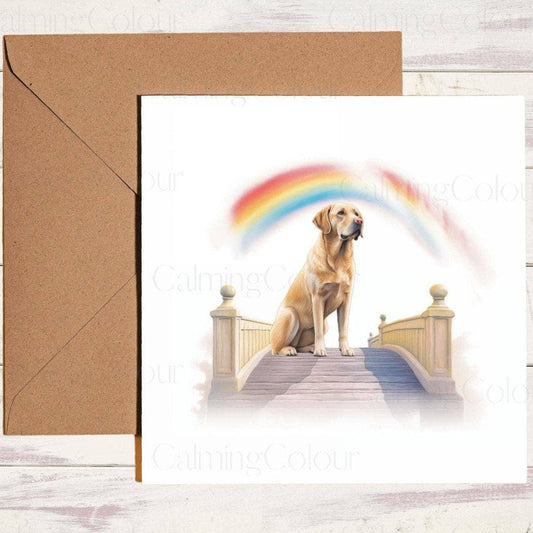 Golden Labrador Greeting Card | Remembrance | Rainbow Bridge | Memorial Card