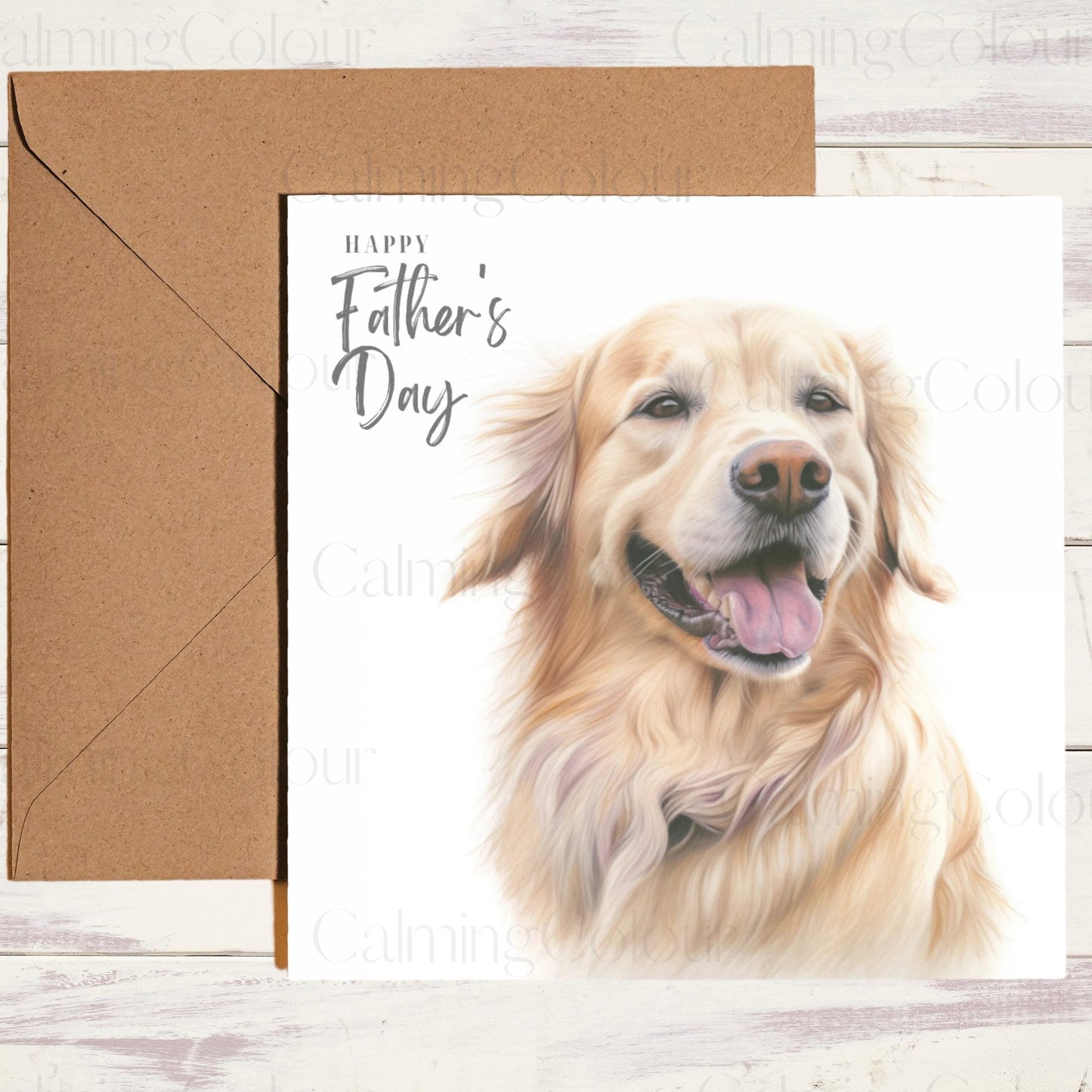 Golden Retriever | Smiling Dog | Father's Day Card | Calming Colour