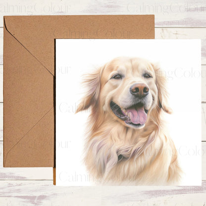 Golden Retriever | Smiling Dog | Father's Day Card | Calming Colour