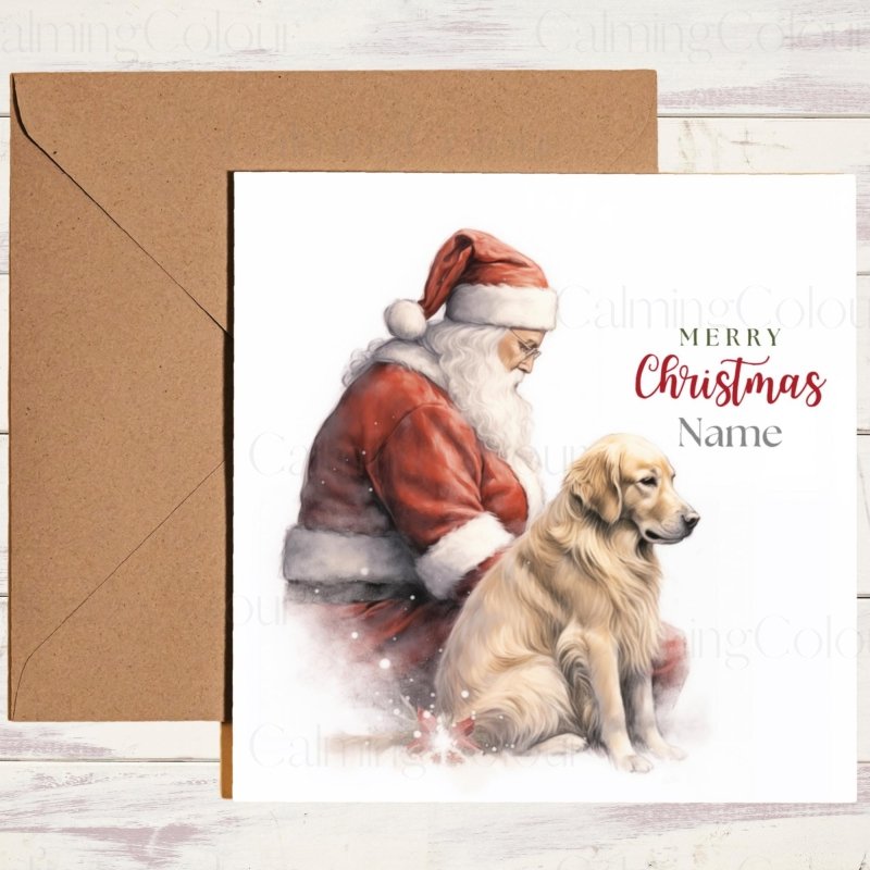 Golden Retriever with Santa | Christmas Card | Christmas Card