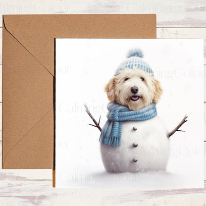 Goldendoodle Snowman Christmas Card | Christmas Card