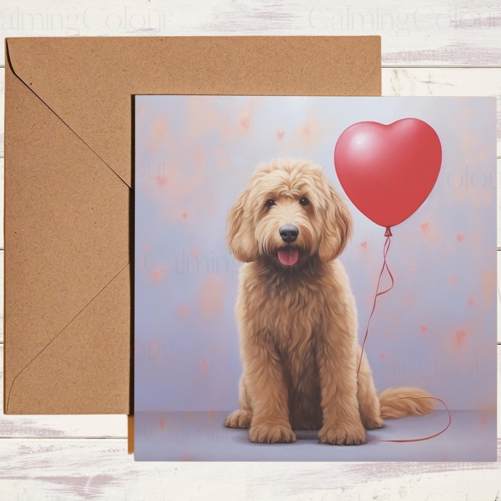 Goldendoodle Valentine's Card | With Love | Anniversary | Valentine's Day