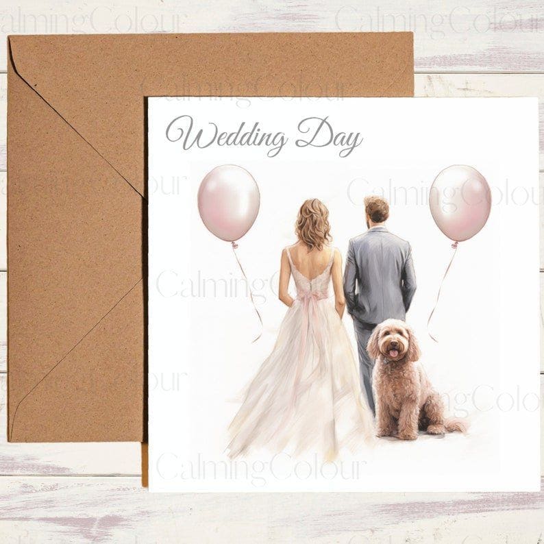 Goldendoodle | Wedding Couple | Wedding Card | Calming Colour