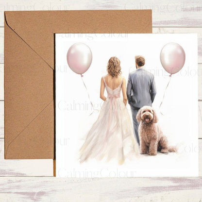 Goldendoodle | Wedding Couple | Wedding Card | Calming Colour