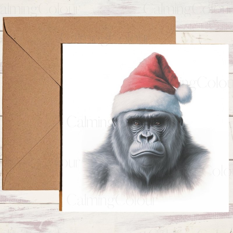Gorilla Wearing a Santa Hat | Christmas Card | Christmas Card