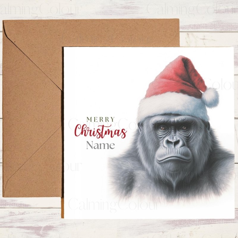 Gorilla Wearing a Santa Hat | Christmas Card | Christmas Card