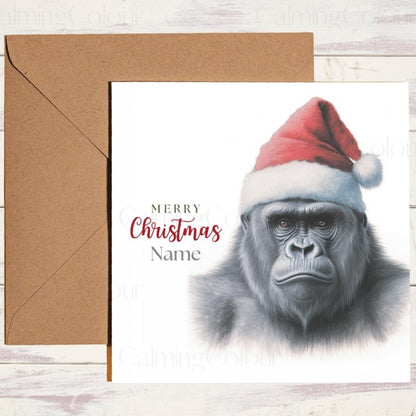 Gorilla Wearing a Santa Hat | Christmas Card | Christmas Card