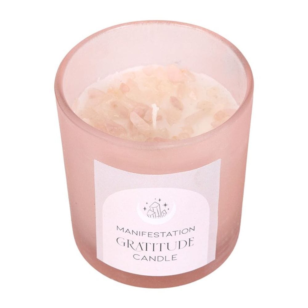 Gratitude Wild Rose Crystal Chip Candle | Calming Colour