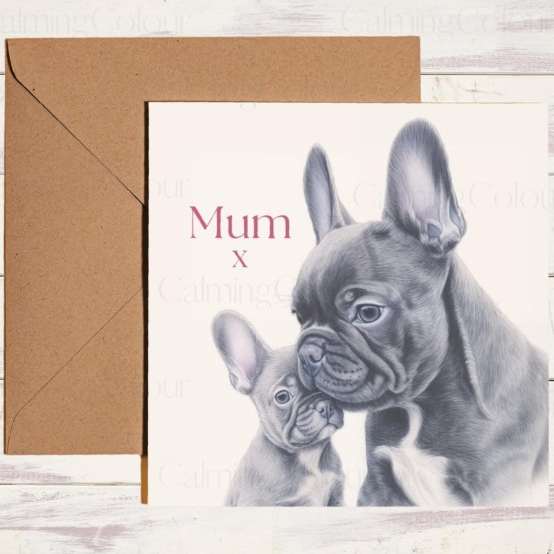 Gray French Bulldog Mother's Day | Dog Greeting Card for Mum | Mother's Day Card