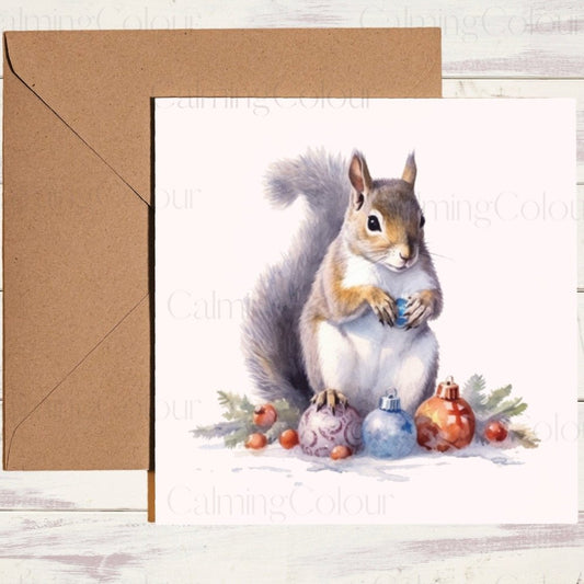 Grey Squirrel Christmas Card | Card for Animal Lover | Christmas Card