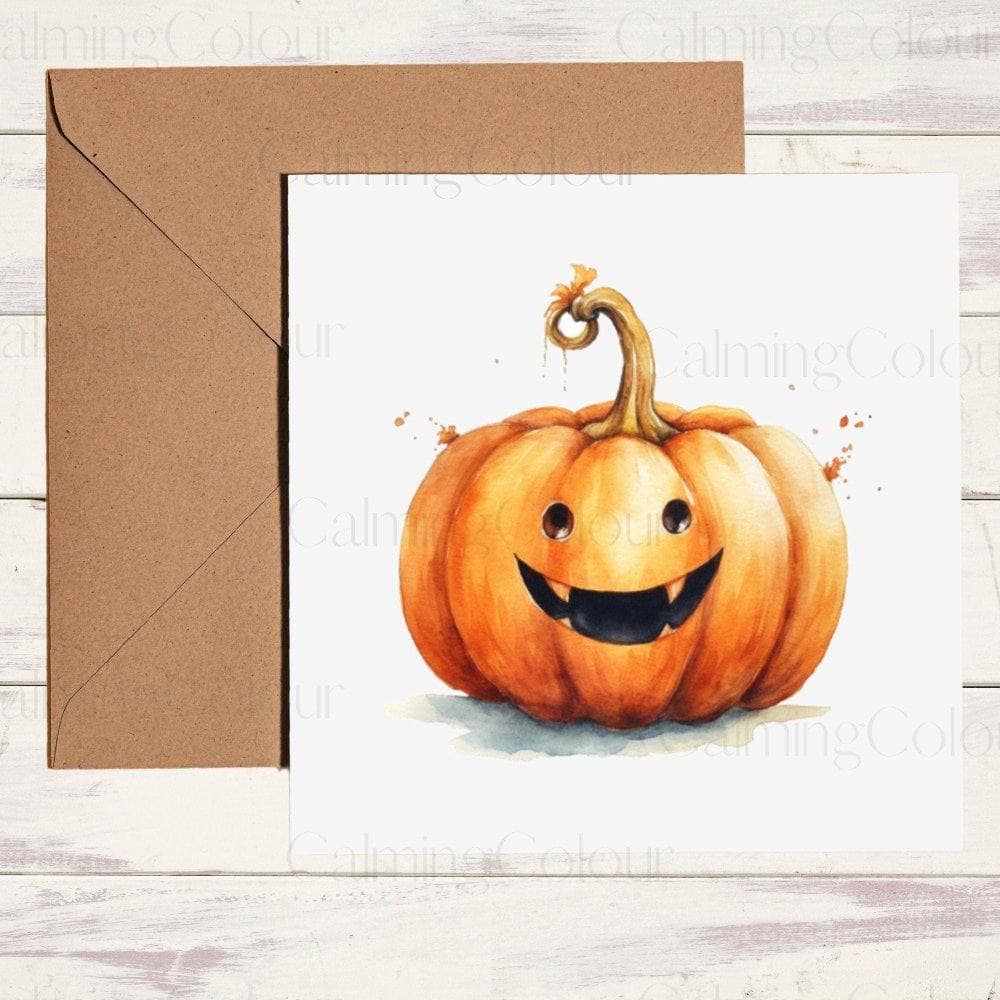 Happy Smiling Pumpkin | Birthday Card | Halloween | Calming Colour