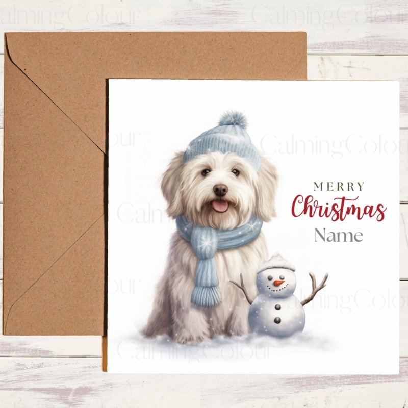 Havanese Sat by Little Snowman | Christmas Card | Christmas Card