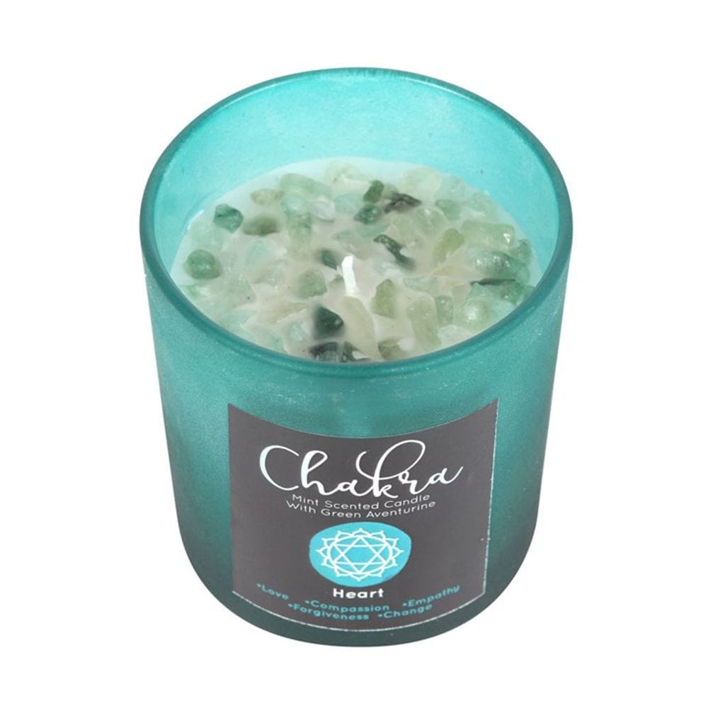 Heart Chakra Mint Crystal Chip Candle | Calming Colour