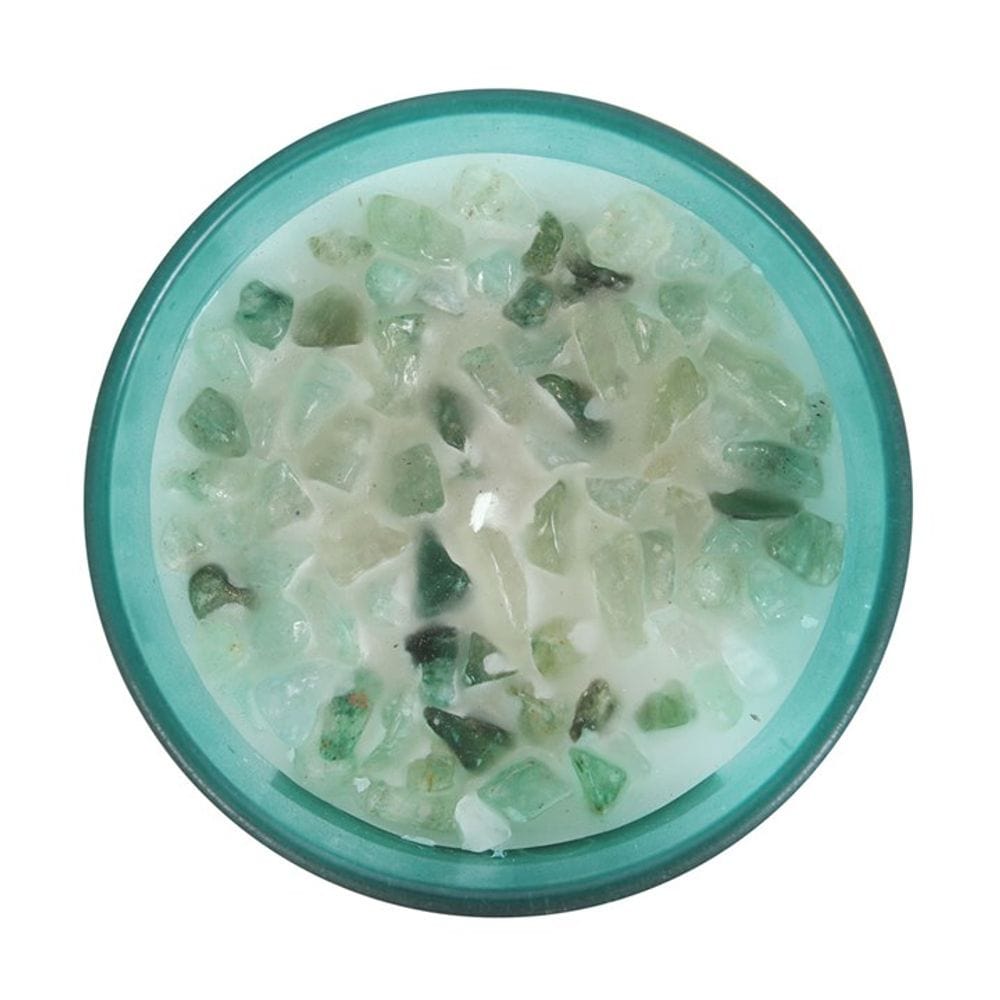 Heart Chakra Mint Crystal Chip Candle | Calming Colour