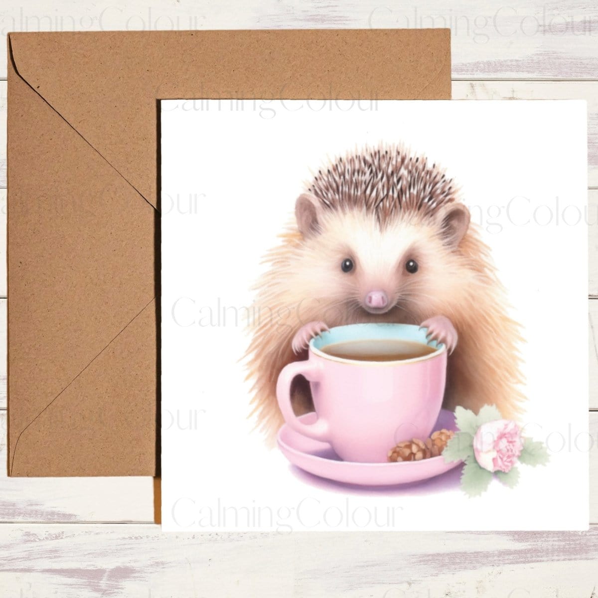 Hedgehog Greeting Card | Mother's Day | Single Card | Calming Colour