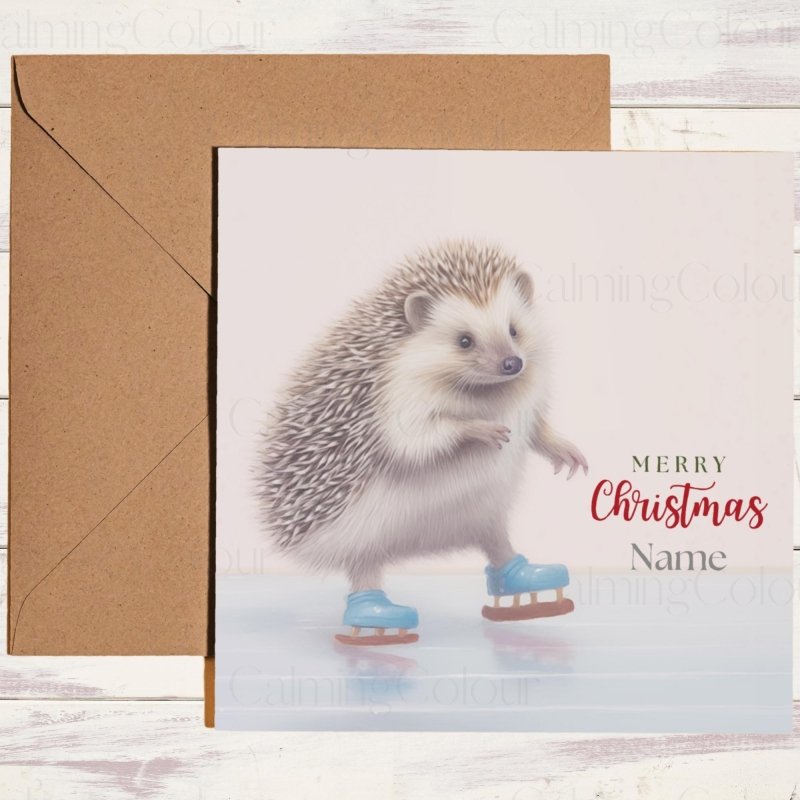 Hedgehog on Ice Skates | Christmas Card | Christmas Card