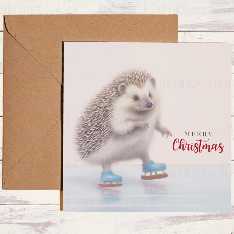 Hedgehog on Ice Skates | Christmas Card | Christmas Card