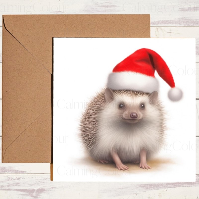 Hedgehog Wearing a Santa Hat | Christmas Card | Christmas Card