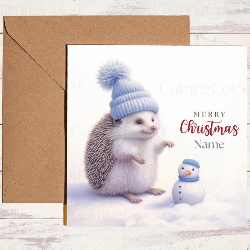 Hedgehog with Snowman | Christmas Card | Christmas Card