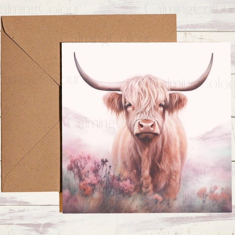 Highland Cow Father's Day Card | Card for Dad | Calming Colour