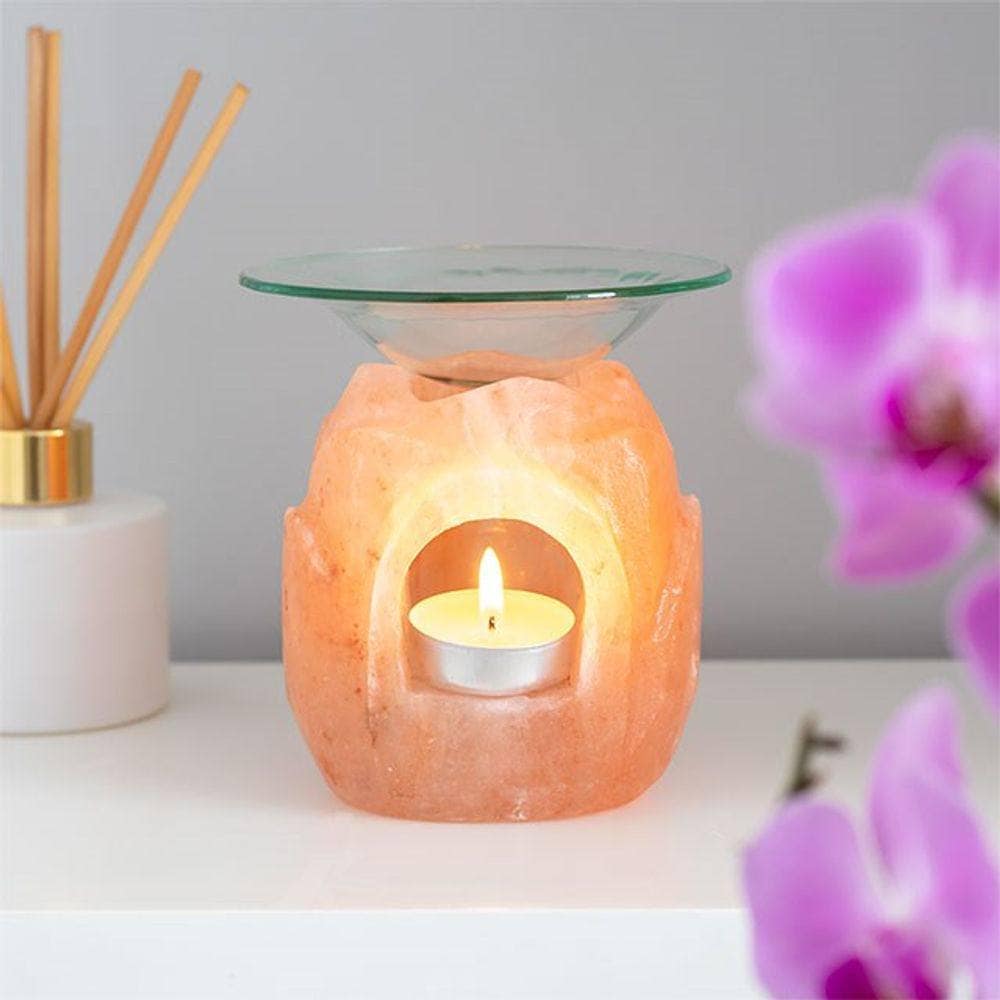 Himalayan Salt Oil Burner | Lotus Flower Shaped | Calming Colour