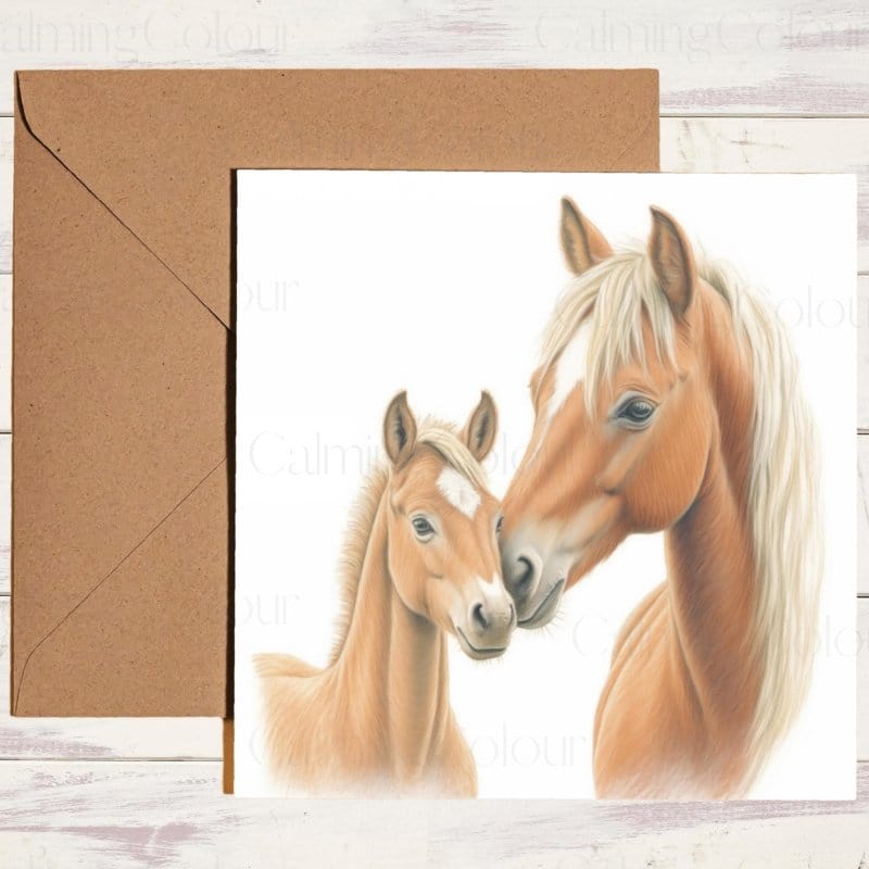 Horse and Foal on Mother's Day | Greeting Card for Mum | Mother's Day Card