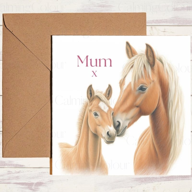 Horse and Foal on Mother's Day | Greeting Card for Mum | Mother's Day Card