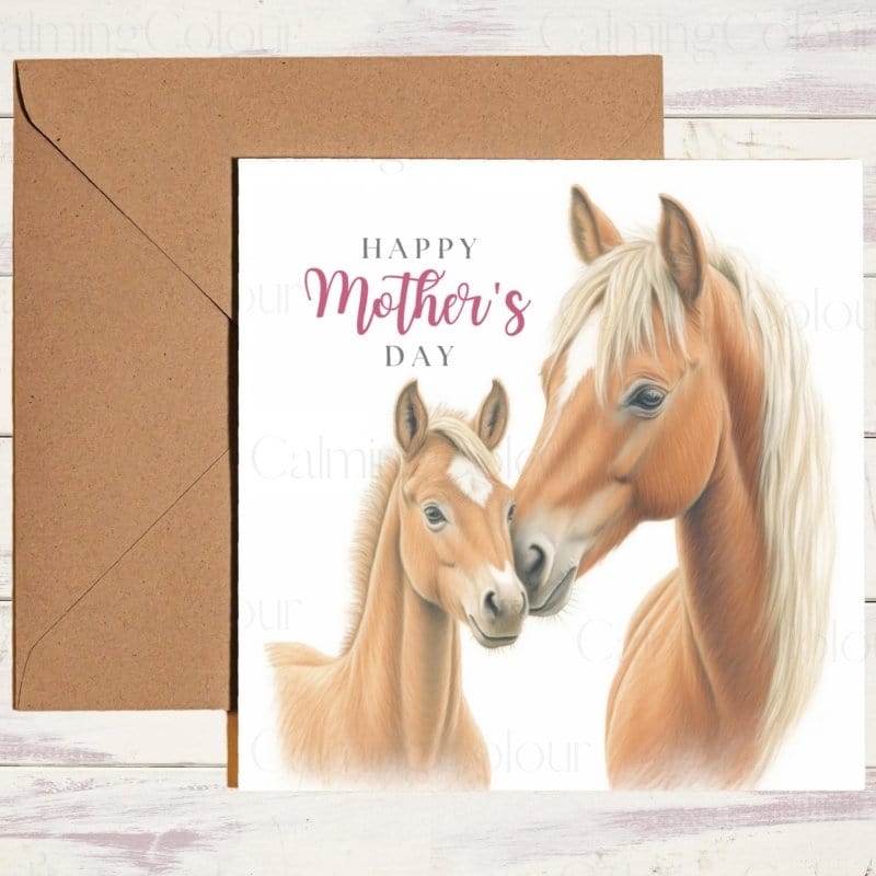 Horse and Foal on Mother's Day | Greeting Card for Mum | Mother's Day Card