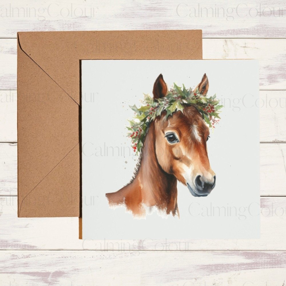 Horse Christmas Card | Card for Horse Lover | Calming Colour