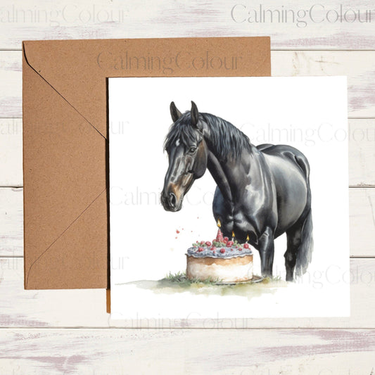 Horse Greeting Card | Birthday | Card for Horse Lover | Calming Colour