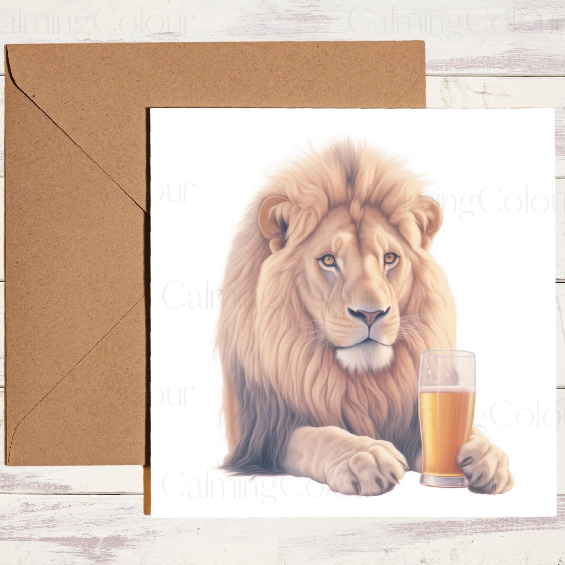 Lion Greeting Card | Birthday | Card for Lion lover | With Love | Single card blank on the inside