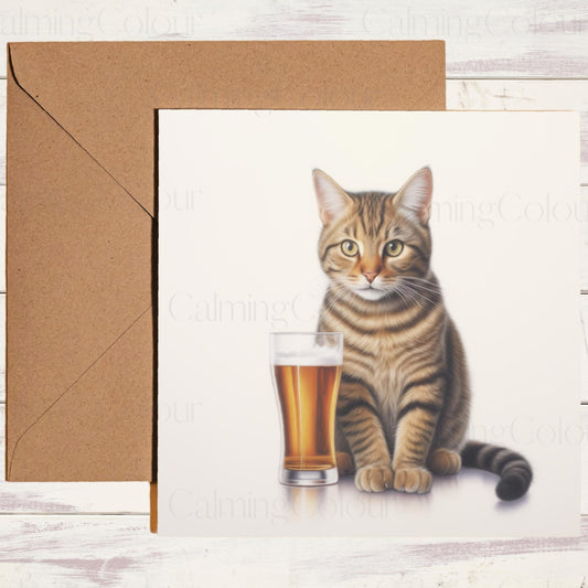 Tabby Cat Greeting Card | Card for Cat Lover | Birthday | With love | Single card blank on the inside