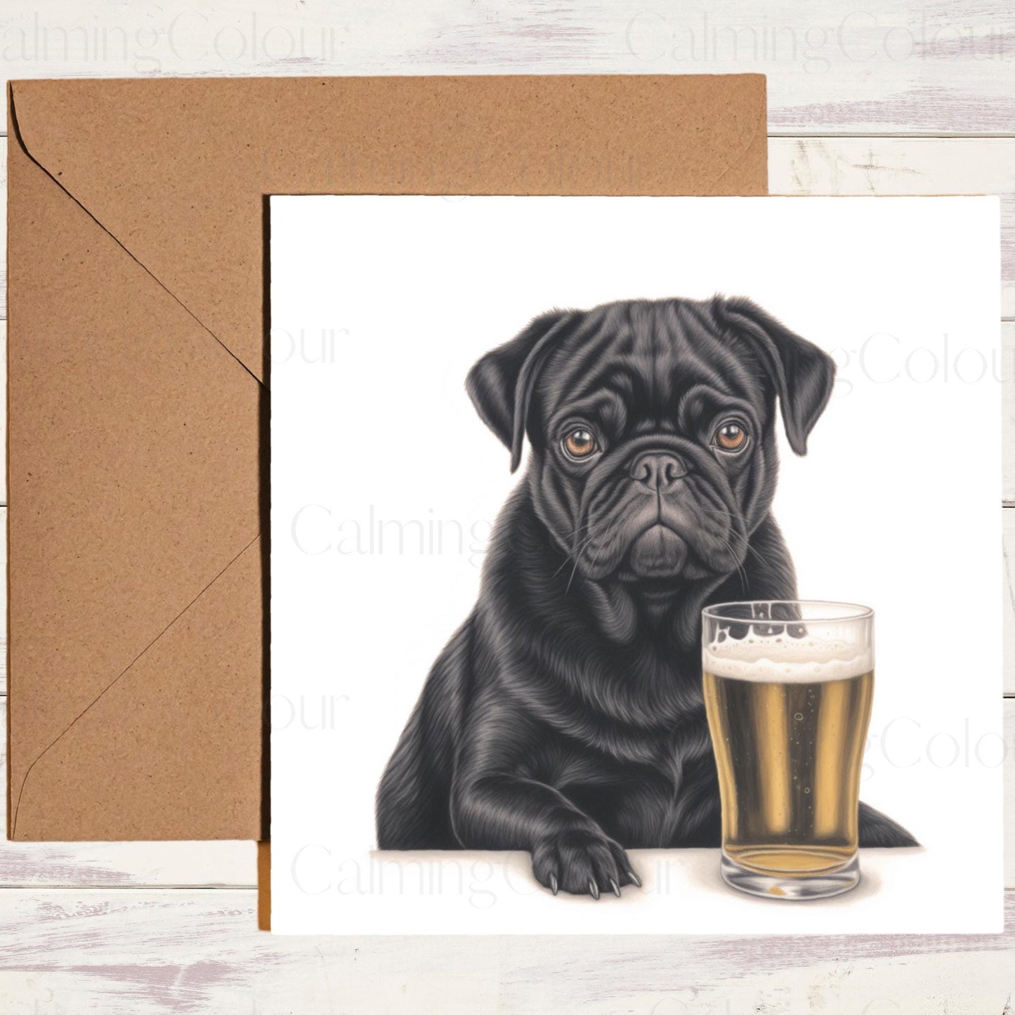 Black Pug Greeting Card | Dog Lover Birthday Card