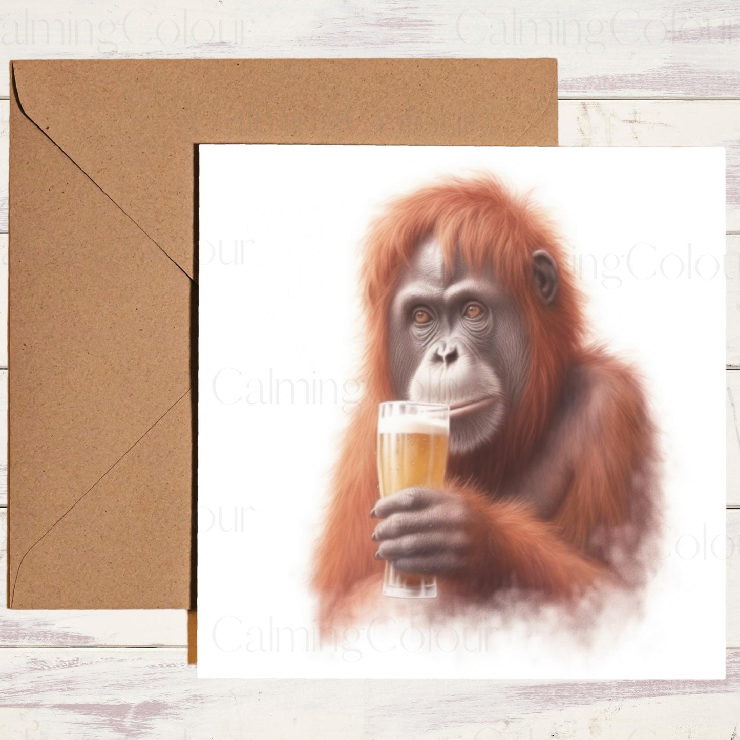 Orangutan Greeting Card | Birthday | With love | Single card blank on the inside