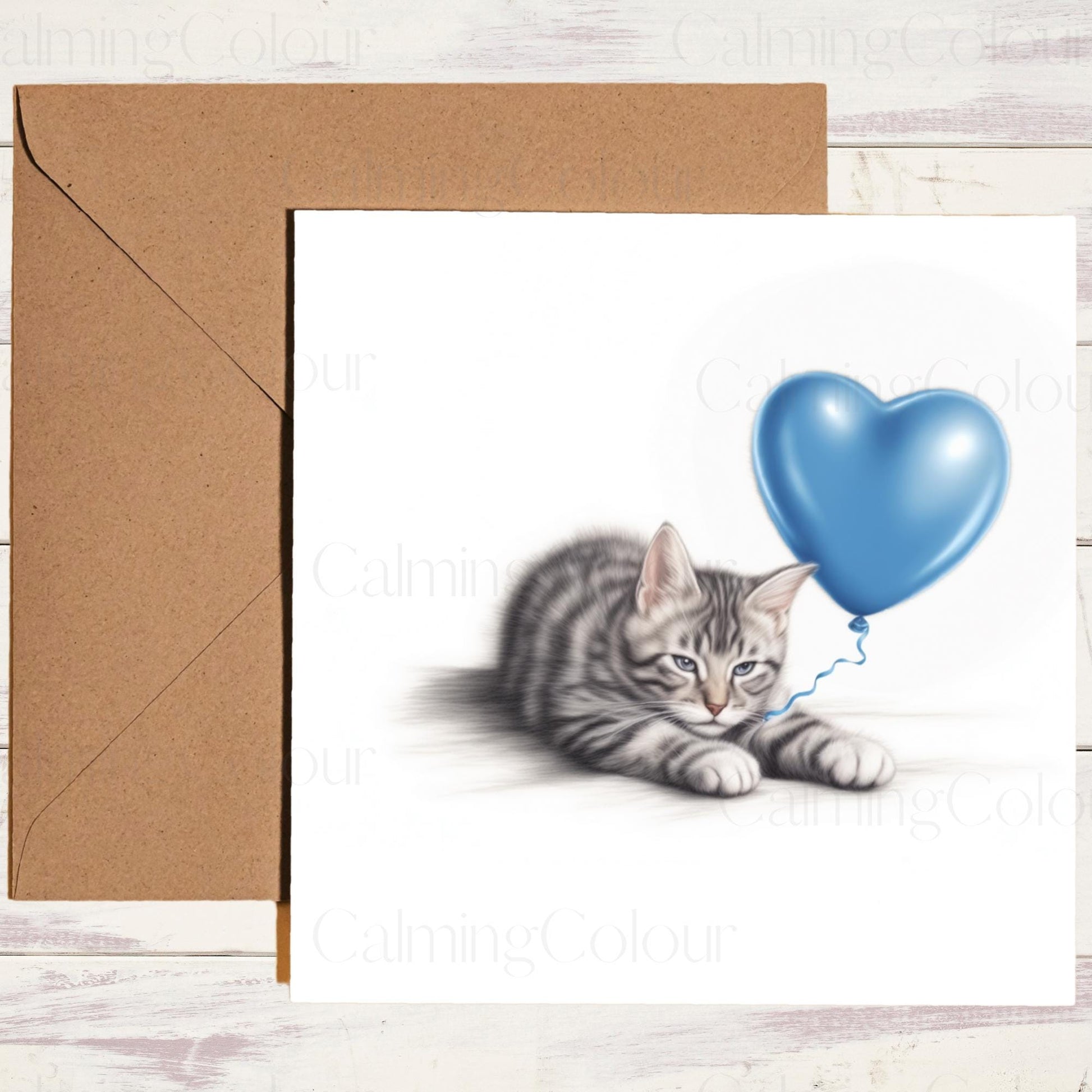 Tabby Cat Greeting Card | With love | Anniversary | Birthday | Single card blank on the inside