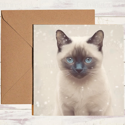 Siamese Cat Christmas Cards | Cat Lover Greeting Card Pack (10 or 20)