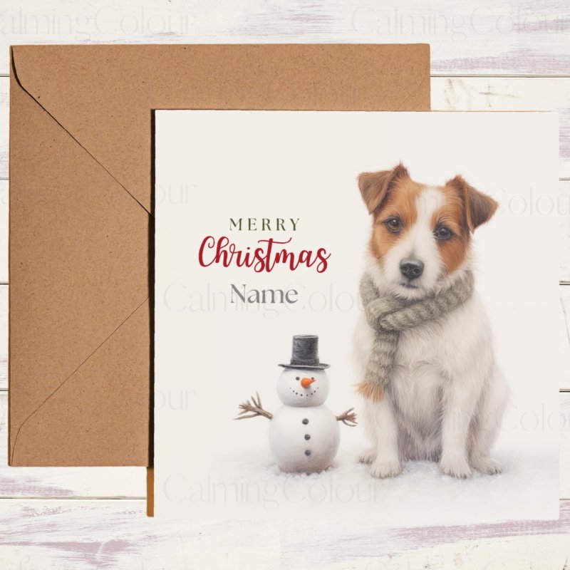 Jack Russell by the Snowy Friend | Holiday Card | Christmas Card
