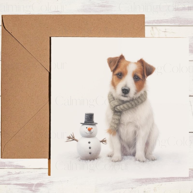 Jack Russell by the Snowy Friend | Holiday Card | Christmas Card