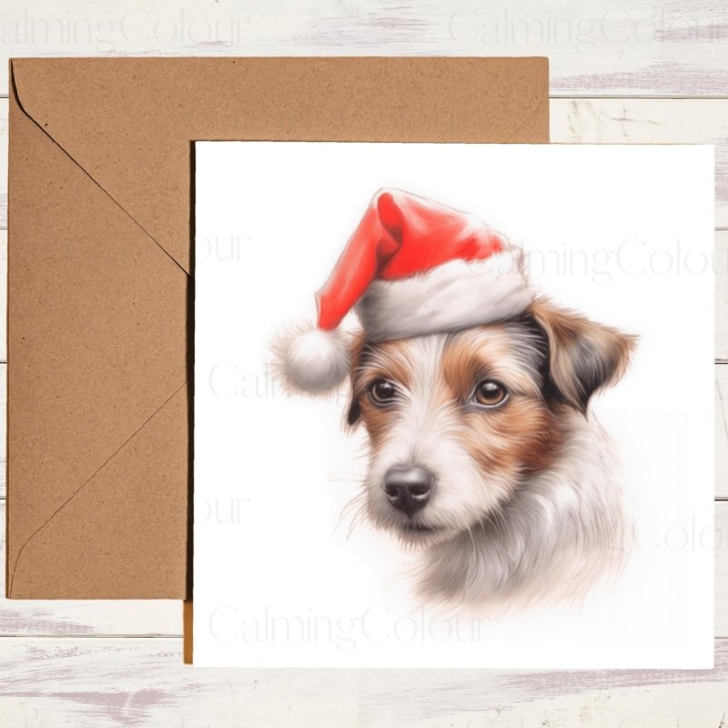 Jack Russell | Santa Hat Festive Christmas Card | Christmas Card