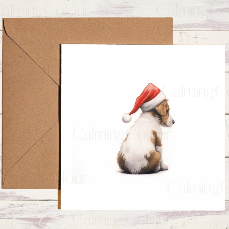Jack Russell Wearing a Santa Hat | Christmas Card | Christmas Card