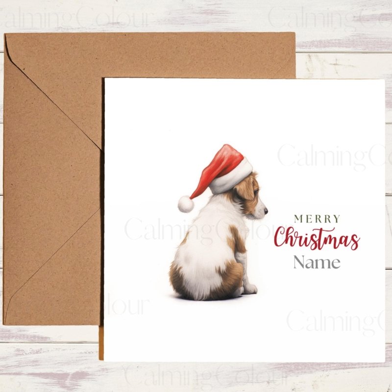 Jack Russell Wearing a Santa Hat | Christmas Card | Christmas Card