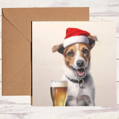 Jack Russell wearing Red Santa Hat | Christmas Card | Christmas Card