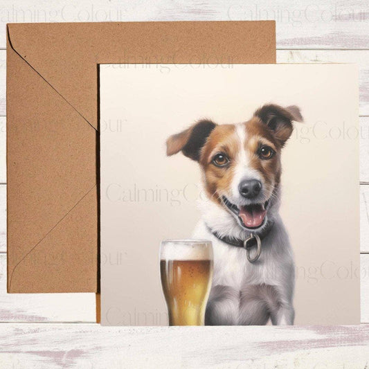 Jack Russell with a Pint Glass | Birthday Card | Birthday Card