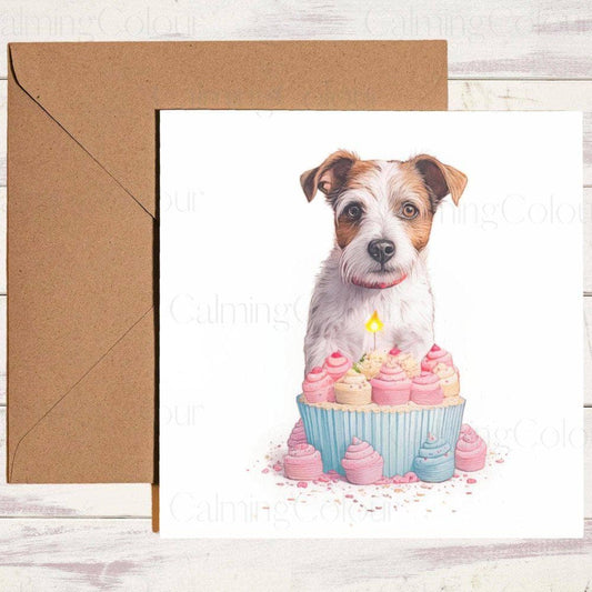 Jack Russell with Birthday CupCakes | Birthday Card | Birthday Card