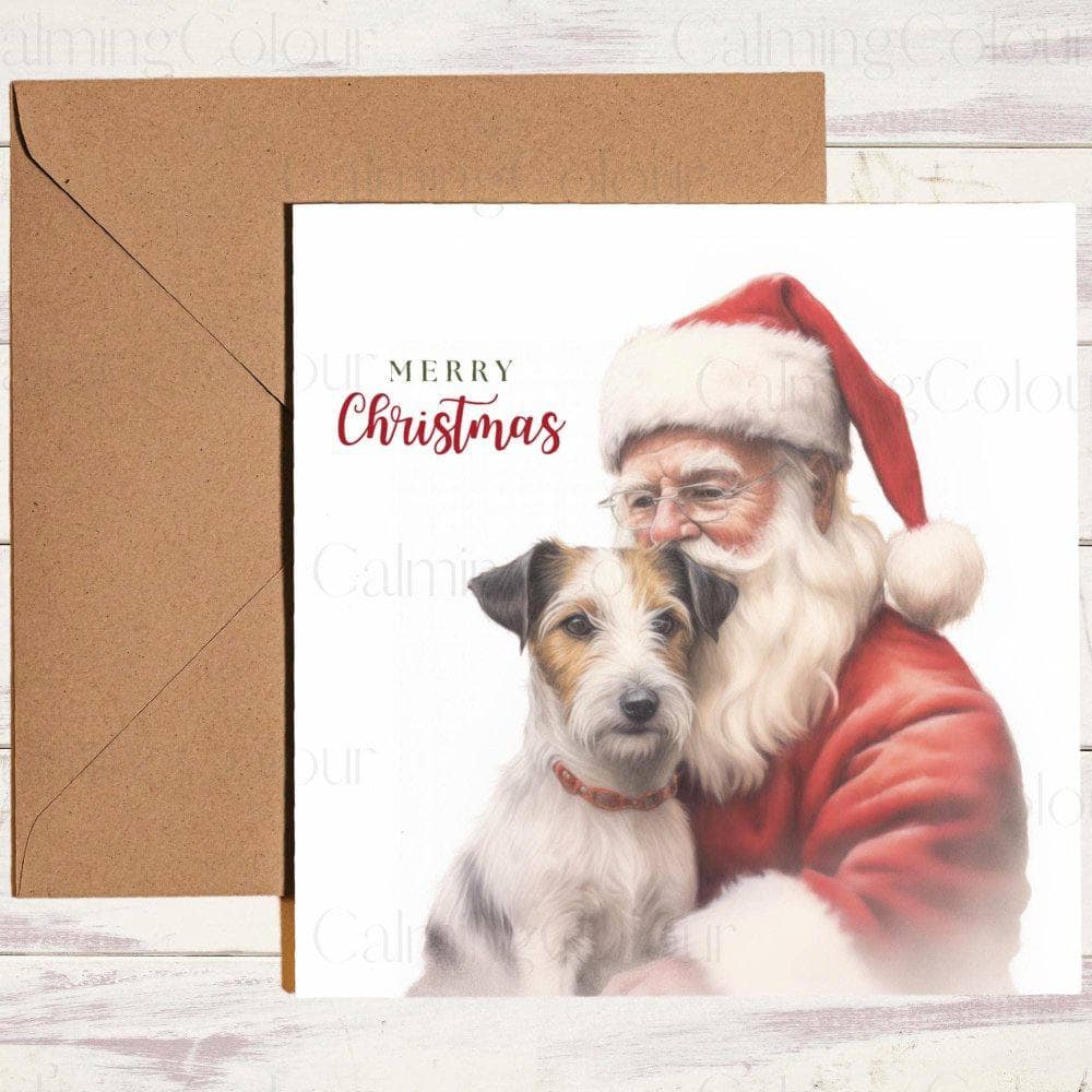 Jack Russell with Santa Christmas Card | Christmas Card